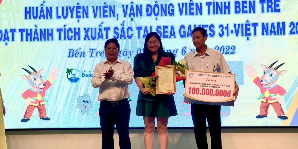 Tập đoàn Green+ trao tặng 100 triệu đồng cho Vận động viên Bến Tre đạt thành tích tại seagame 31