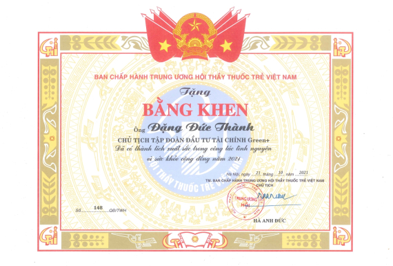 Bằng khen BCH TW Hội Thầy Thuốc Trẻ VN
