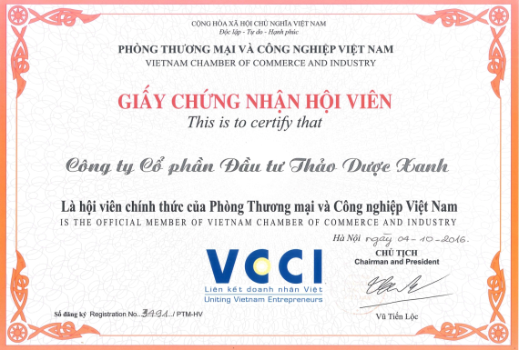 Giấy Chứng Nhận Hội Viên VCCI