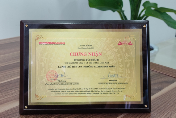 Chứng nhận từ Doanh Nhân Sài Gòn