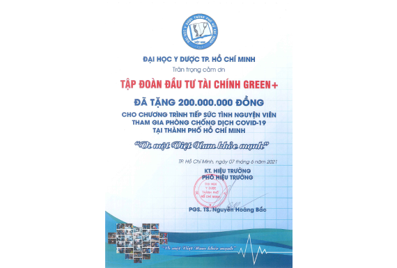 Thư cảm ơn từ ĐH Y Dược TP.HCM