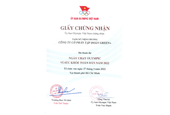 Chứng nhận Uỷ Ban Olympic VN