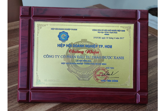 Chứng nhận từ Hiệp Hội Doanh Nghiệp TP.HCM